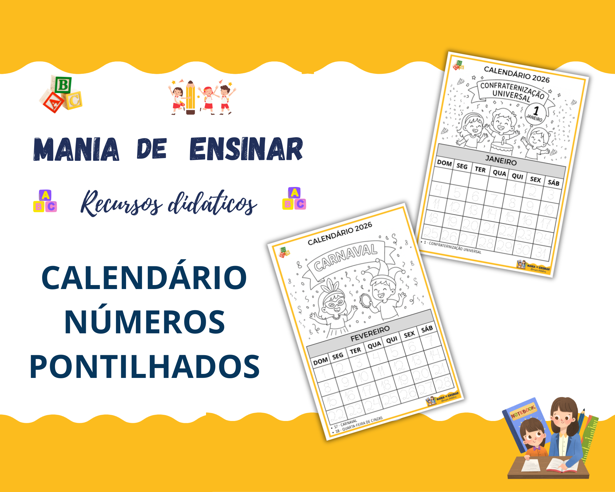 Calendário - Números pontilhados